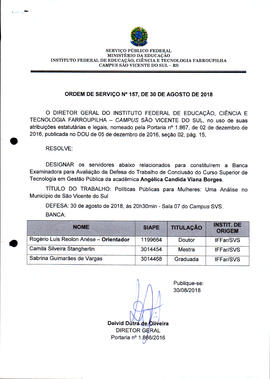 Ordem de Serviço IFFAR\SVS nº 157/2018