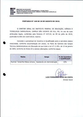 Portaria IFFAR\SVS nº 148/2010