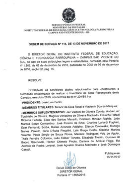 Ordem de Serviço IFFAR\SVS nº 114/2017