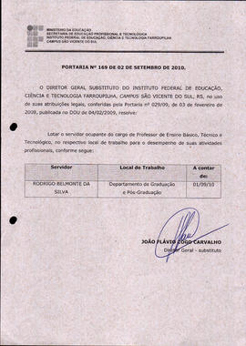 Portaria IFFAR\SVS nº 169/2010