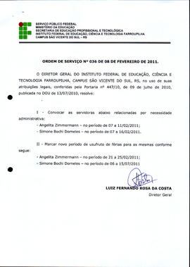 Ordem de Serviço IFFAR\SVS nº 036/2011