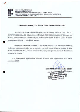 Ordem de Serviço IFFAR\SVS nº 026/2012