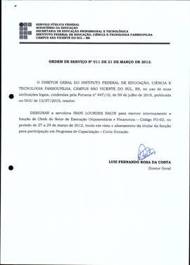 Ordem de Serviço IFFAR\SVS nº 011/2012