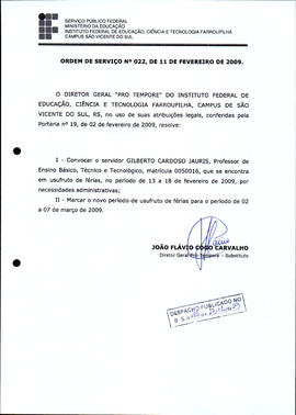 Ordem de Serviço IFFAR/SVS n° 022/2009