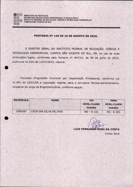 Portaria IFFAR\SVS nº 140/2010