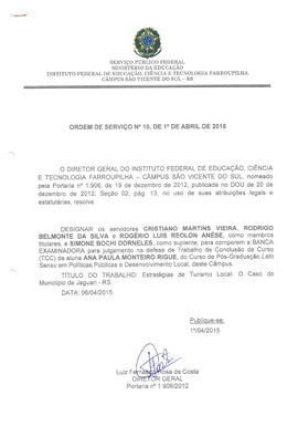 Ordem de Serviço IFFAR\SVS nº 010/2015