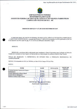 Ordem de Serviço IFFAR/SVS nº 127/2019