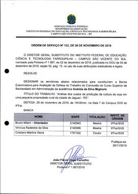 Ordem de Serviço IFFAR/SVS nº 123/2019