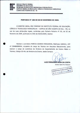 Portaria IFFAR\SVS nº 286/2009