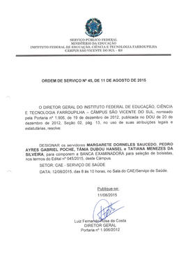 Ordem de Serviço IFFAR\SVS nº 045/2015