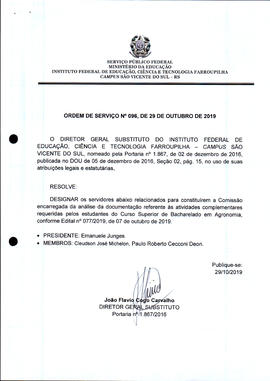 Ordem de Serviço IFFAR/SVS nº 096/2019