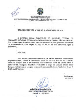 Ordem de Serviço IFFAR\SVS nº 105/2017