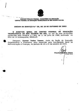Ordem de serviço CEFETSVS nº 30/2003