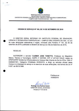 Ordem de Serviço IFFAR\SVS nº 160/2018
