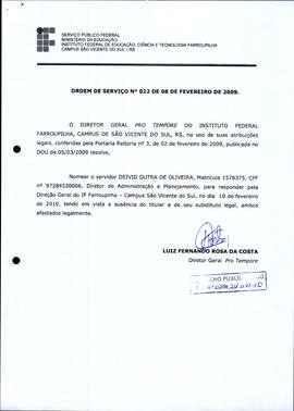 Ordem de Serviço IFFAR\SVS nº 022/2010