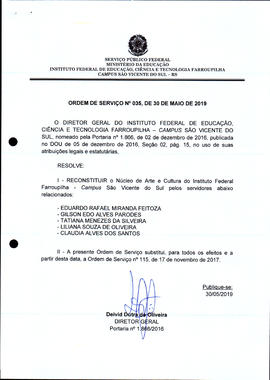 Ordem de Serviço IFFAR/SVS nº 035/2019