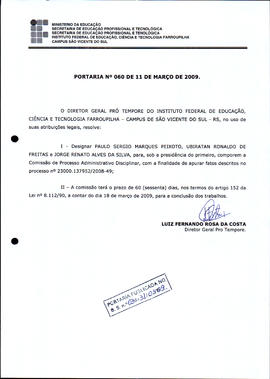 Portaria IFFAR\SVS nº 060/2009