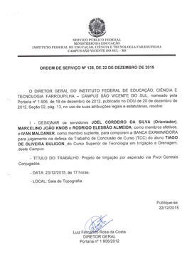 Ordem de Serviço IFFAR\SVS nº 128/2015