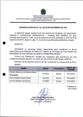 Ordem de Serviço IFFAR/SVS nº 121/2019