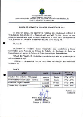 Ordem de Serviço IFFAR\SVS nº 128/2018