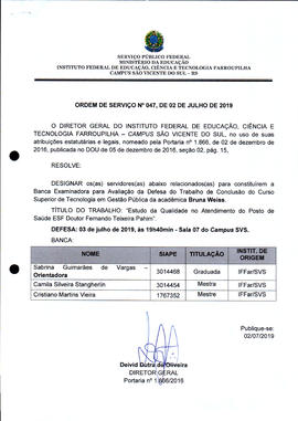 Ordem de Serviço IFFAR/SVS nº 047/2019