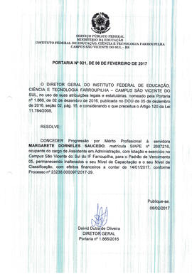Portaria IFFAR\SVS nº 021/2017