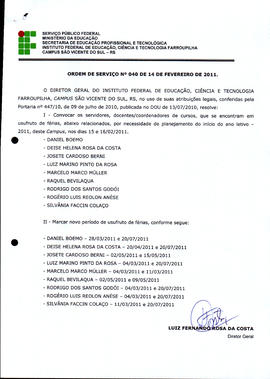 Ordem de Serviço IFFAR\SVS nº 040/2011