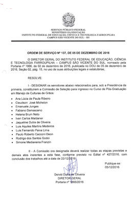 Ordem de Serviço IFFAR\SVS nº 137/2016