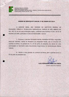 Ordem de Serviço IFFAR\SVS nº 048/2010