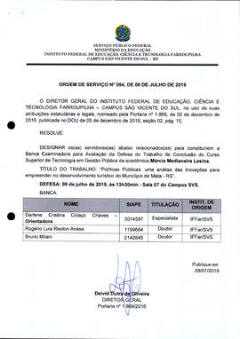 Ordem de Serviço IFFAR/SVS nº 054/2019