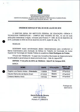 Ordem de Serviço IFFAR/SVS nº 058/2019