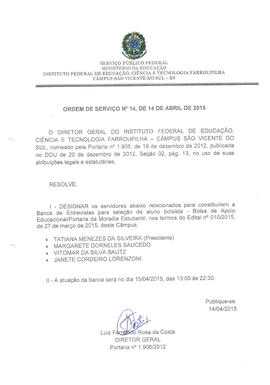 Ordem de Serviço IFFAR\SVS nº 014/2015