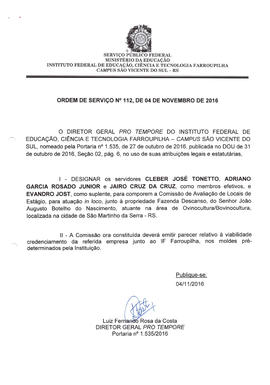 Ordem de Serviço IFFAR\SVS nº 112/2016
