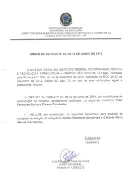 Ordem de Serviço IFFAR\SVS nº 030/2015