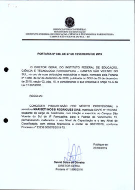 Portaria IFFAR/SVS nº 048/2019