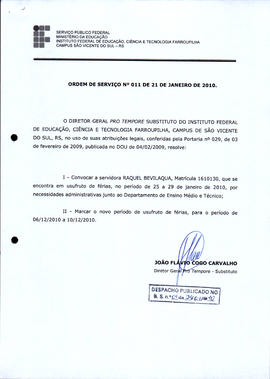 Ordem de Serviço IFFAR\SVS nº 011/2010