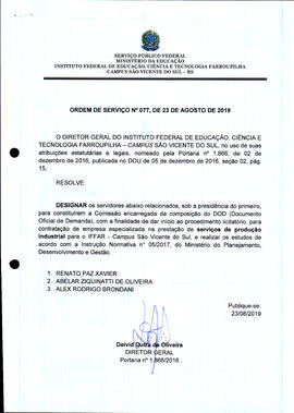 Ordem de Serviço IFFAR/SVS nº 077/2019