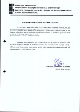 Portaria IFFAR\SVS nº 094/2012